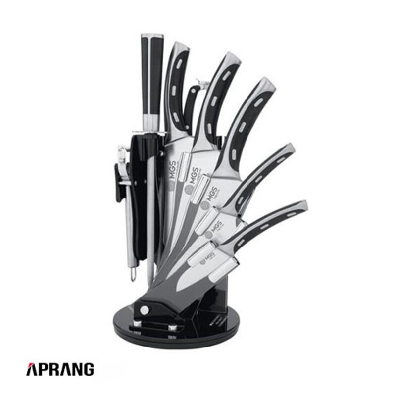 سرویس چاقو آشپزخانه 9 پارچه ام جی اس مدل KS-8010S - مشکی