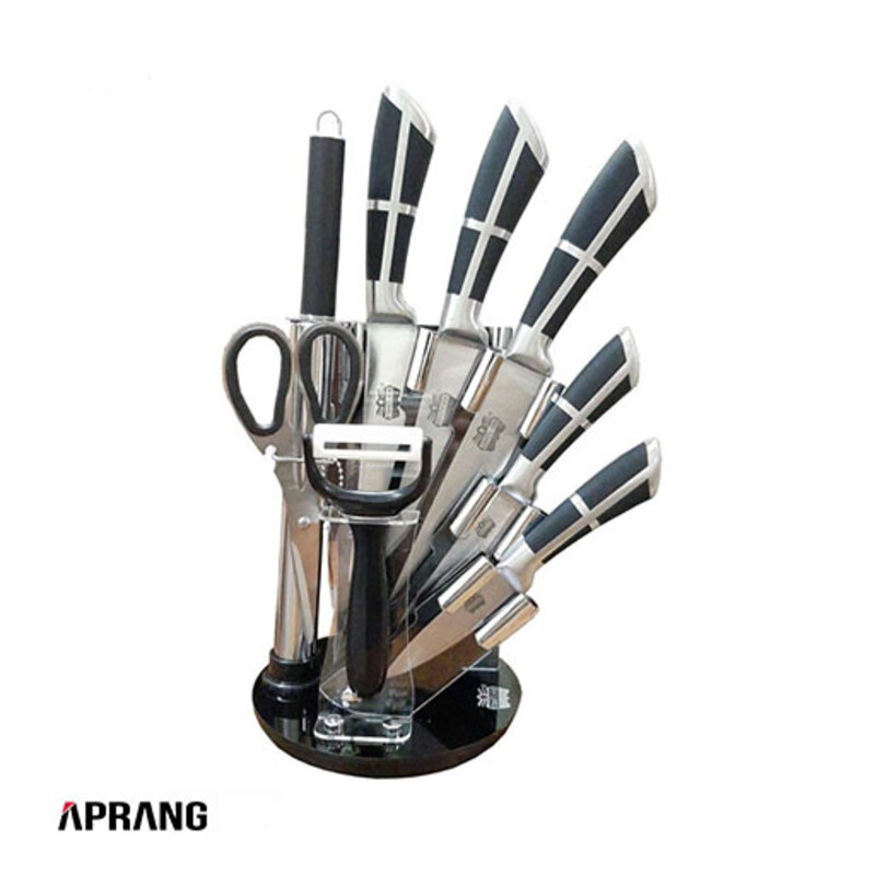 سرویس چاقو آشپزخانه 9 پارچه رومانتیک هوم مدل WLD-77M - استیل