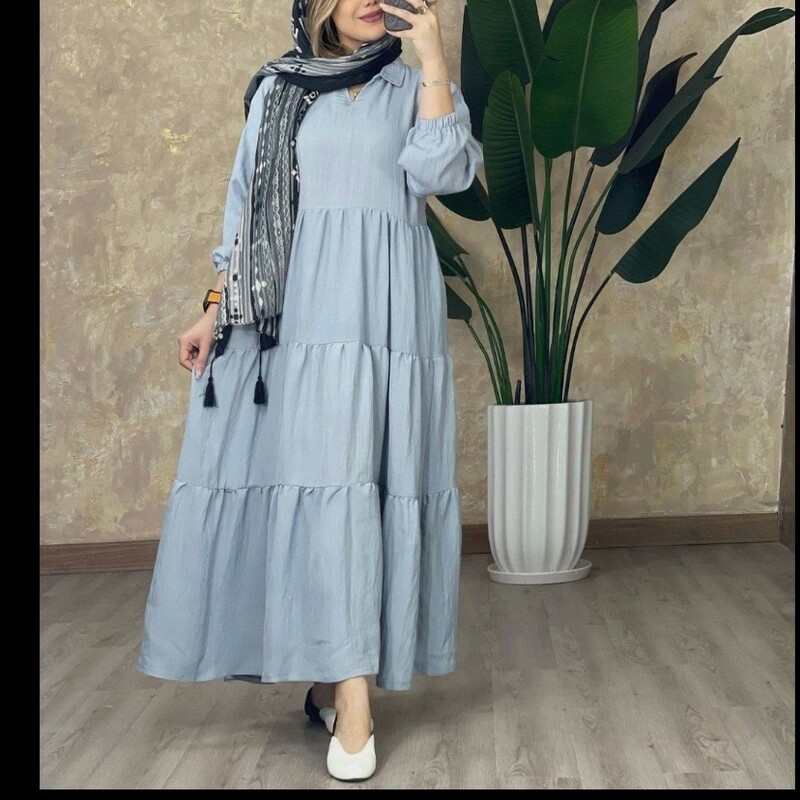مدل سولماز یقه دار جنس  لنین خنک تابستانه